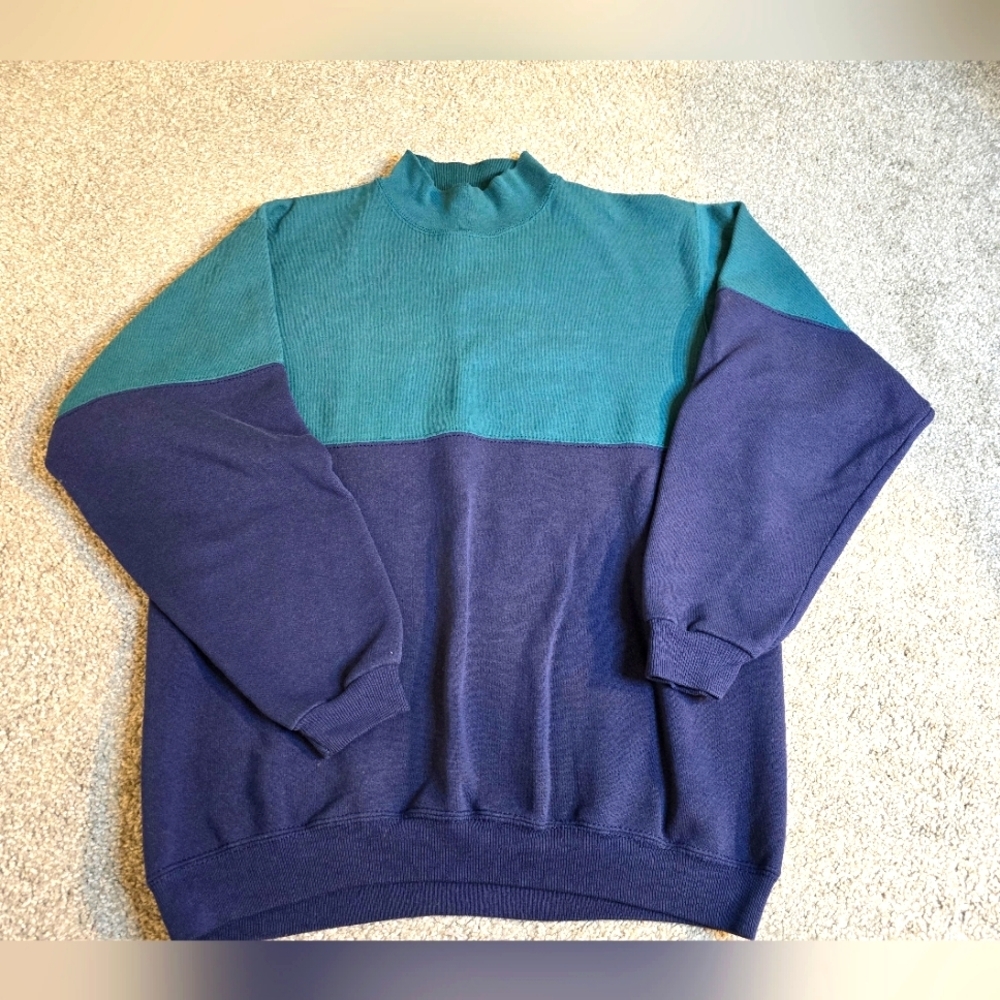 Vintage Hanes Colorblock Crew Neck Large Unisex Streetwear Coastal Grandma